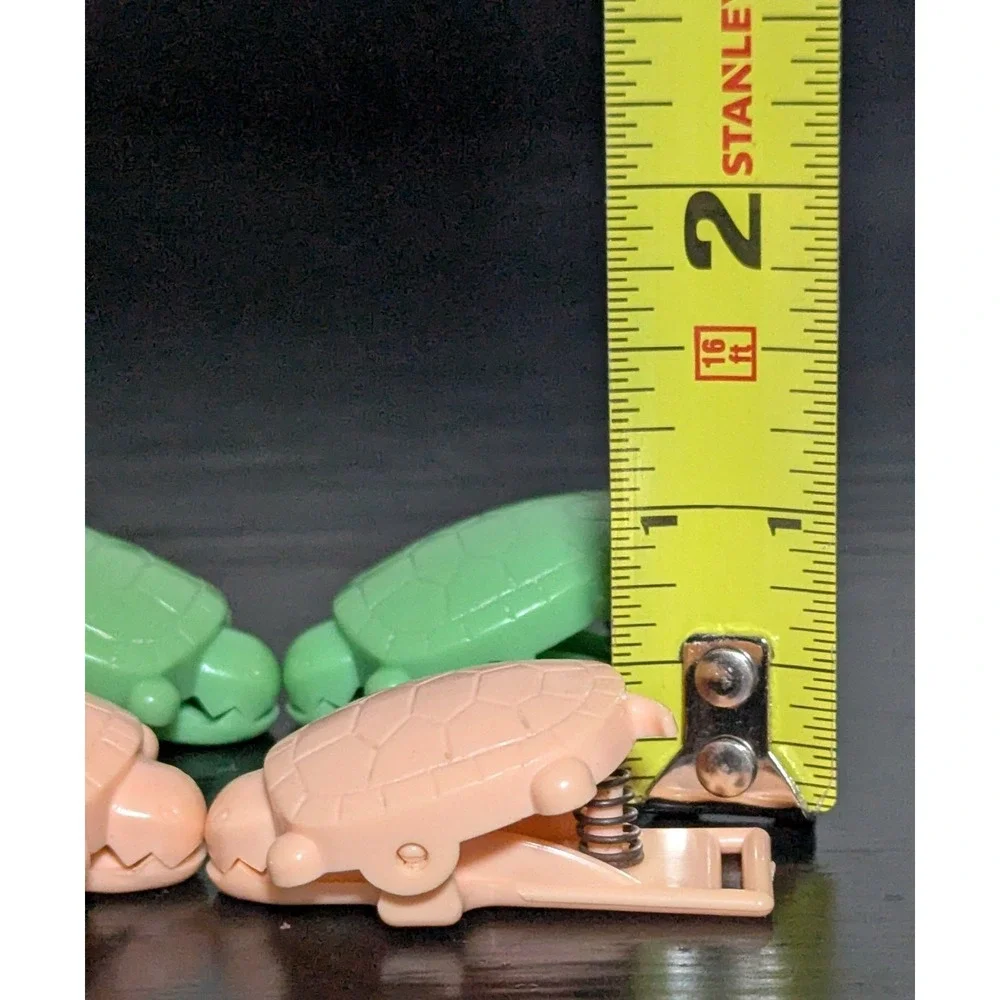 Vintage Turtle Baby Bib Clips Federal Tool Corp Chicago Green and Pink Two Pairs